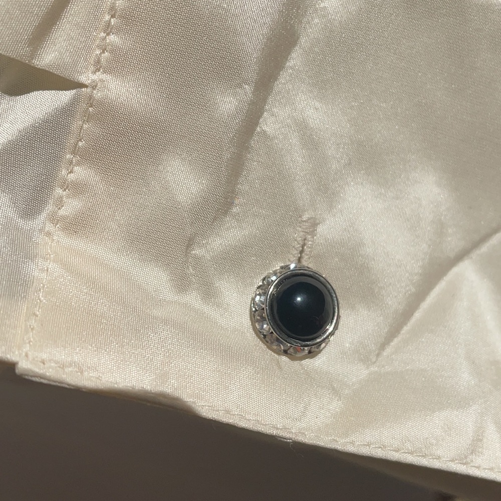 Ann Taylor 100% Silk Wrap LongSleeve sz8 Embellished Cusps - Picture 11 of 13